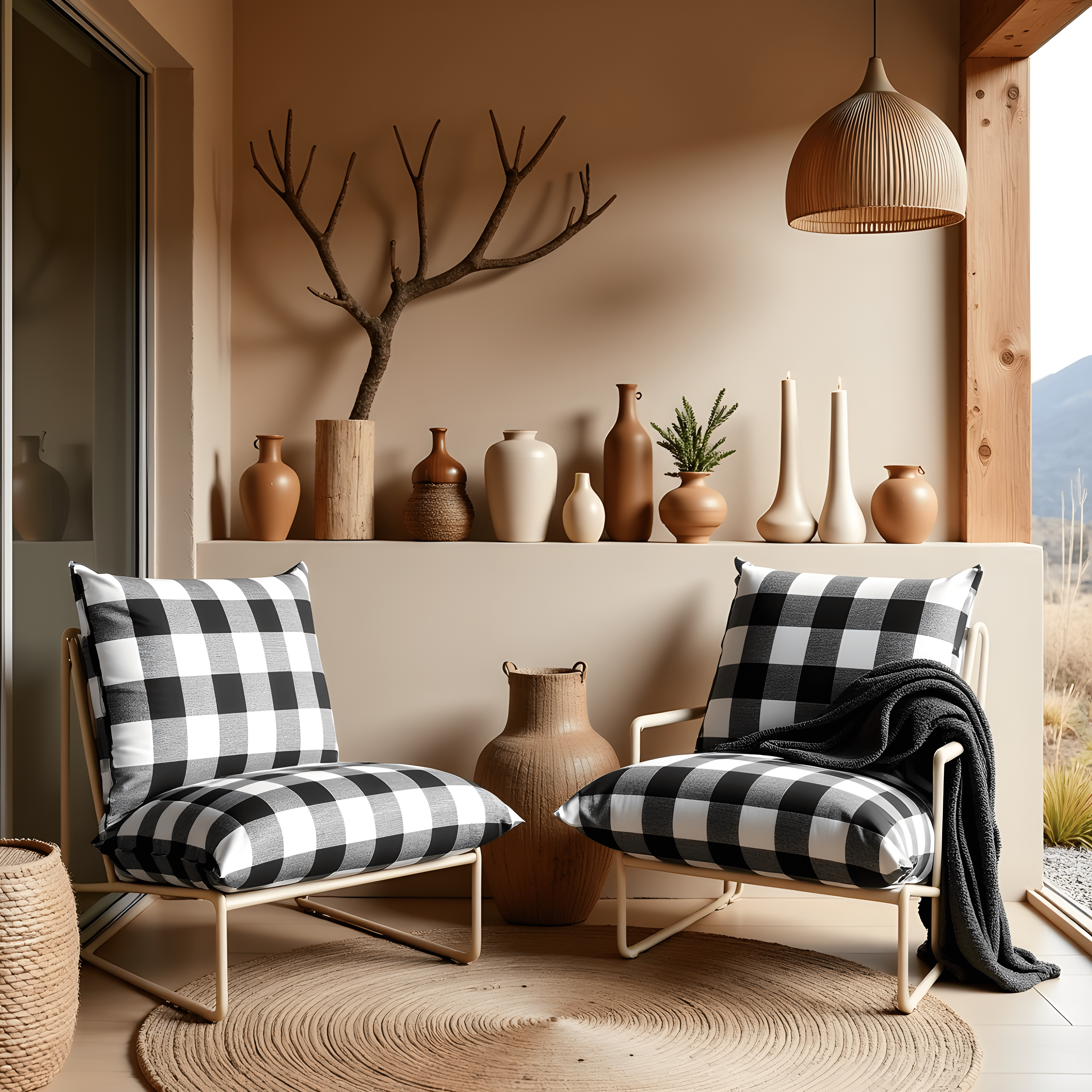 Rockin Cushions IKEA Outdoor Slipcovers 1 pillow and 1 seat cover Black Check Outdoor Slipcovers, Compatible with IKEA Havsten - Made to Order